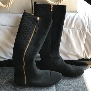 Flat suede tall boots